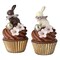 6" Handcrafted Easter Bunny Cupcake Figurine – Chocolate Swirl Spring Decor